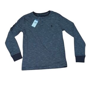 Polo by Ralph Lauren Boy's Gray Striped Long Sleeve Henley Shirt
